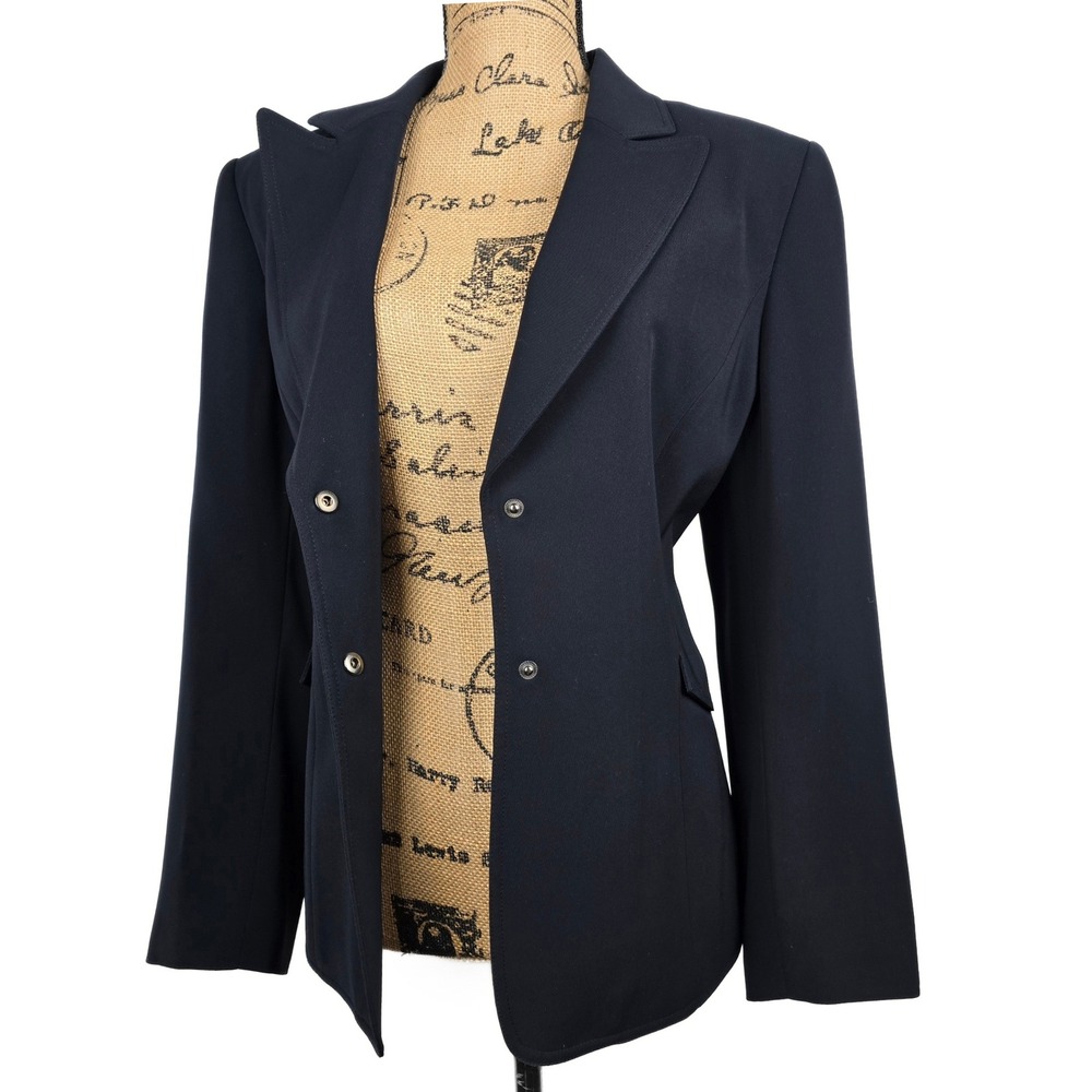 Tahari Arthur S. Levine Navy Blue Two Button Tailored Blazer‎ Career Jacket 14
